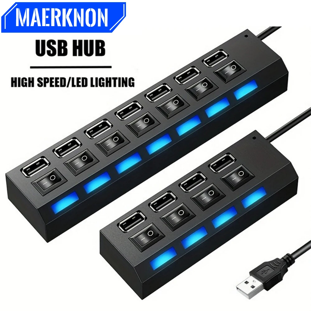 4/7 port independent switch USB HUB 2.0 Adapter High Speed Splitter Multiple USB Extender Power Adapter Switch For Computer