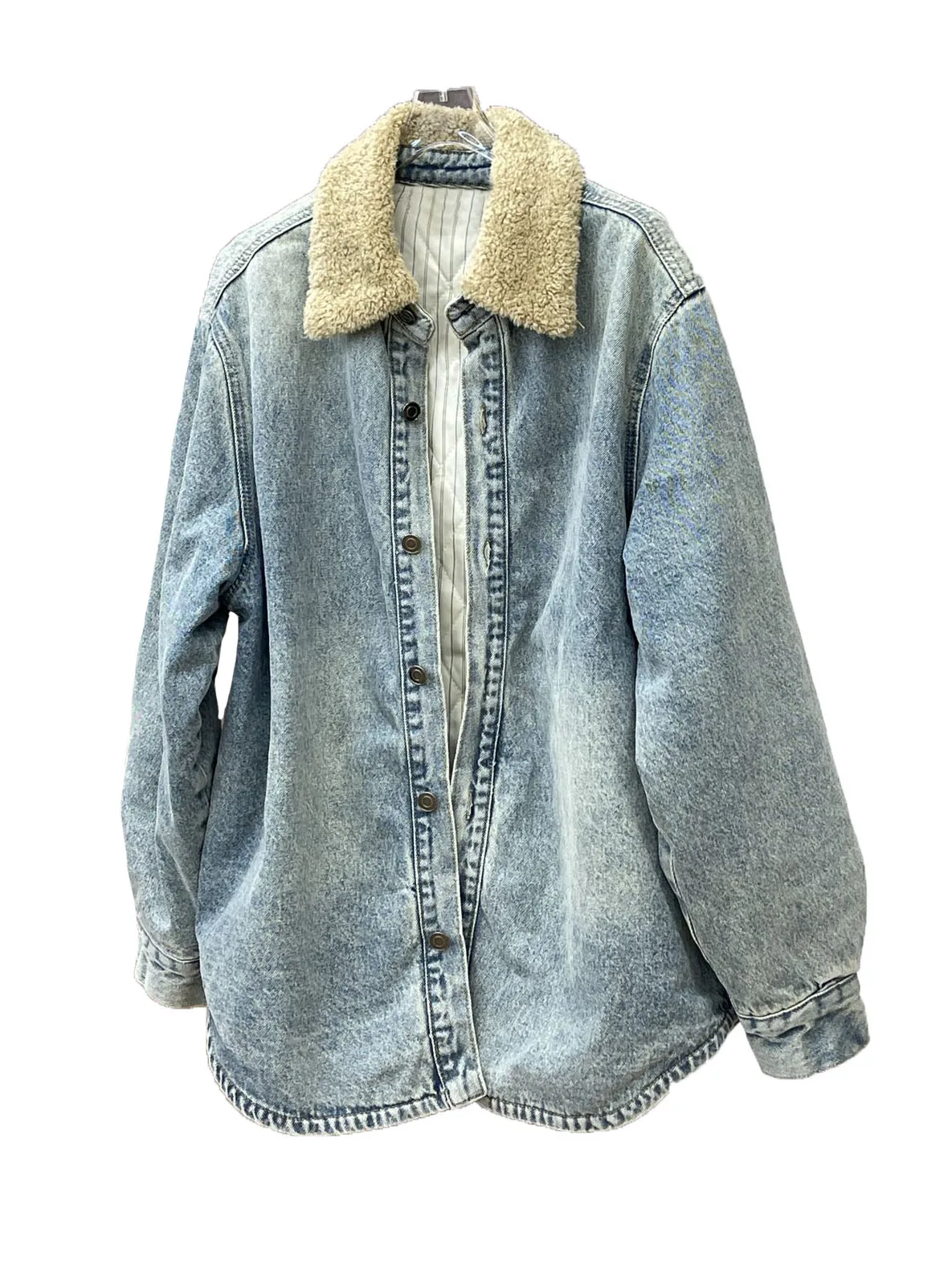 

Denim jacket lapel short loose fit thickened cotton design warm and comfortable 2023 winter new 1117