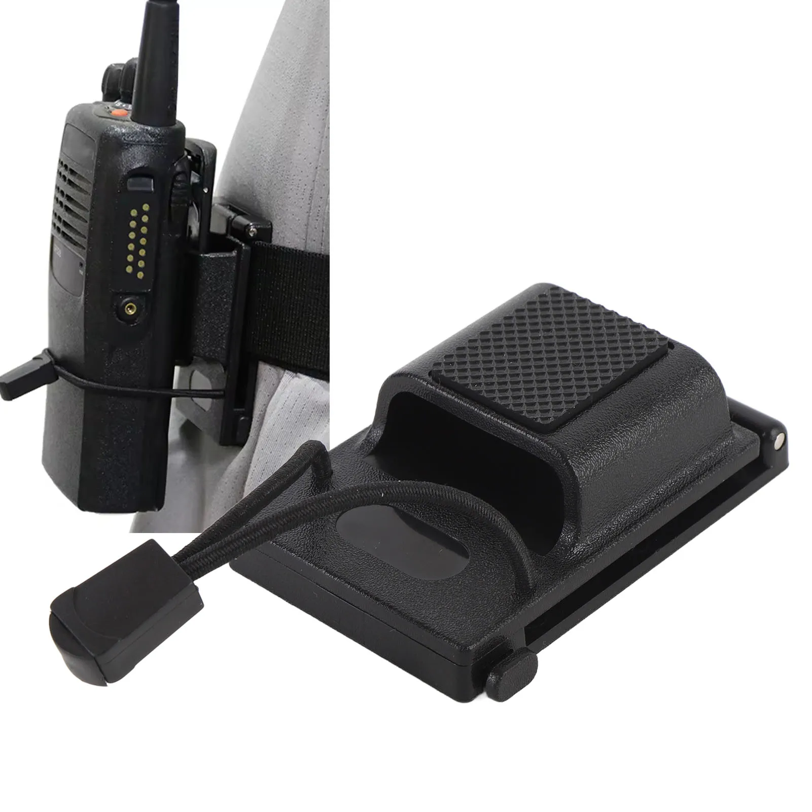 Black Secure Compact Radio Holster with Anti-Slip Belt Clip for Law Enforcement