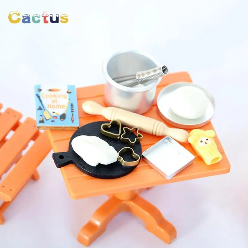 1Set 1/12 Dollhouse Miniature Items Kitchen Utensils Cooking Baking Set Model Rolling Pin Baking Tray DIY Doll House Accessories pretend kitchen toys kitchen toys doll house toys dollhouse furniture set