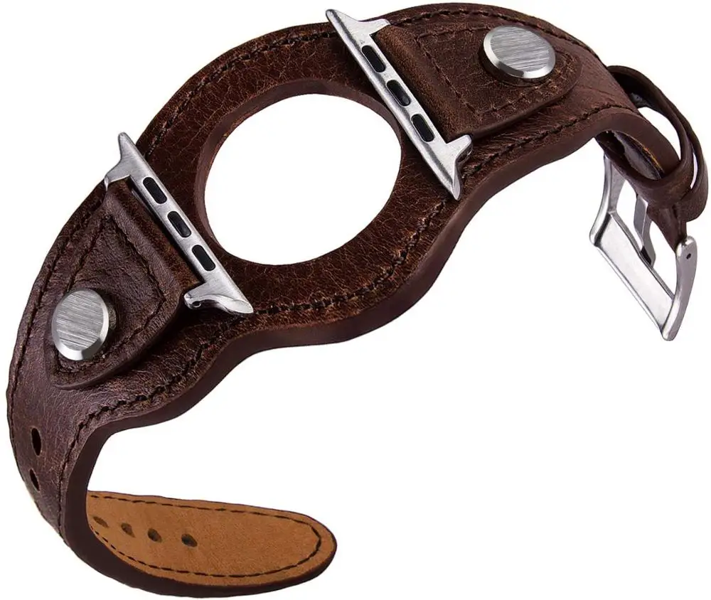 

Genuine Leather strap For Apple watch series 9 8 7 6 se 5 ultra 2 Cuff Bracelet correa Apple watch band 44mm 49mm 41mm 40mm 45mm
