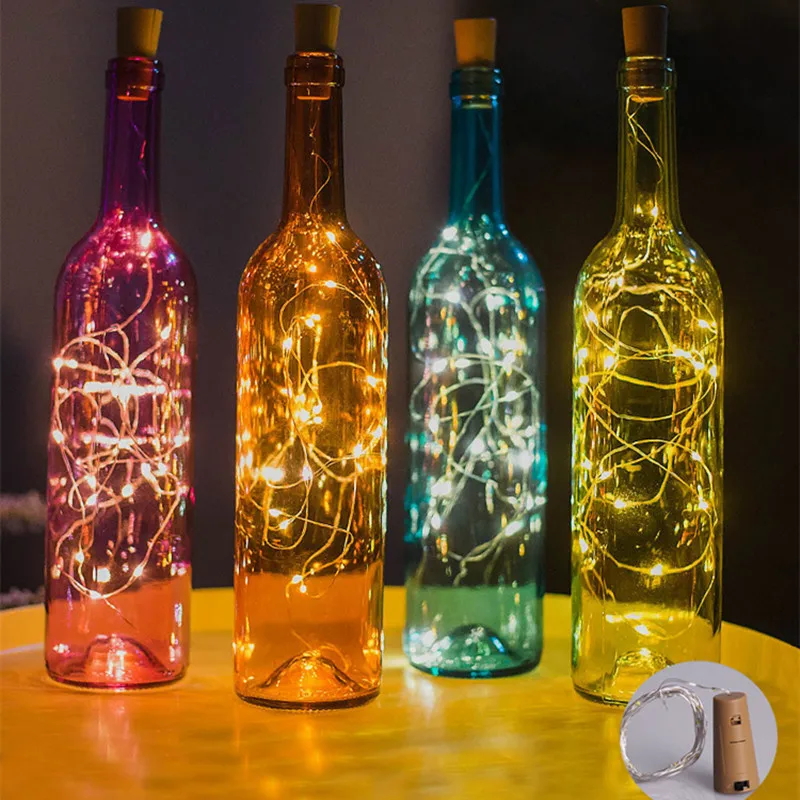 

10pcs Wine Bottle Light With Cork Christmas Wedding Decoration Including Battery Holiday Lamp String LED Copper Wire Fairy Light