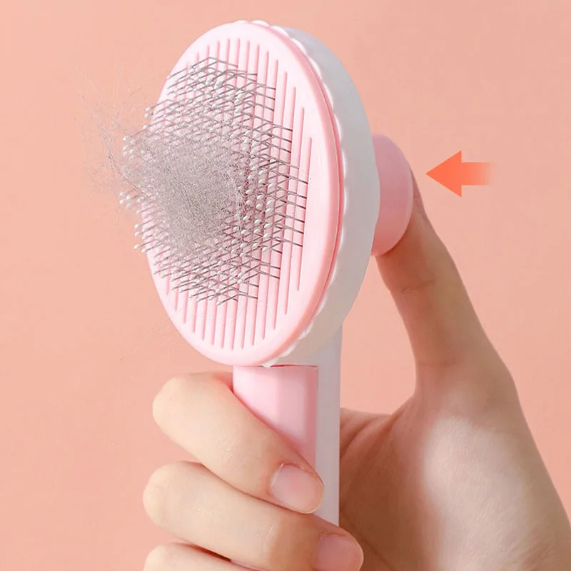 Pet Hair Removal Comb Cat Brush Self Cleaning Slicker Brush For Cats Dogs Hair Remover Scraper