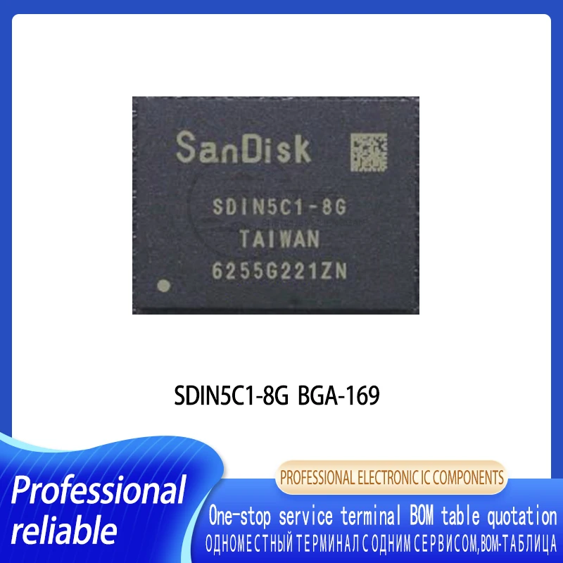 1-5PCS SDIN5C1-8G eMMC 8GB SDIN5C1 8G BGA169 NAND flash memory IC chip BGA169 Inquiry Before Order 5pcs new w25q16jvssiq w25q16 16mbit serial flash memory double and four spi flash soic 8 w25q16 integrated circuit