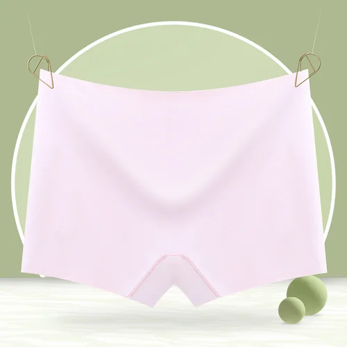 Women's Summer Safety Short Panties Ice Silk Underpants Mid-waist Seamless Anti-glare Panties Boxer Briefs Cozy Female Underwear 3