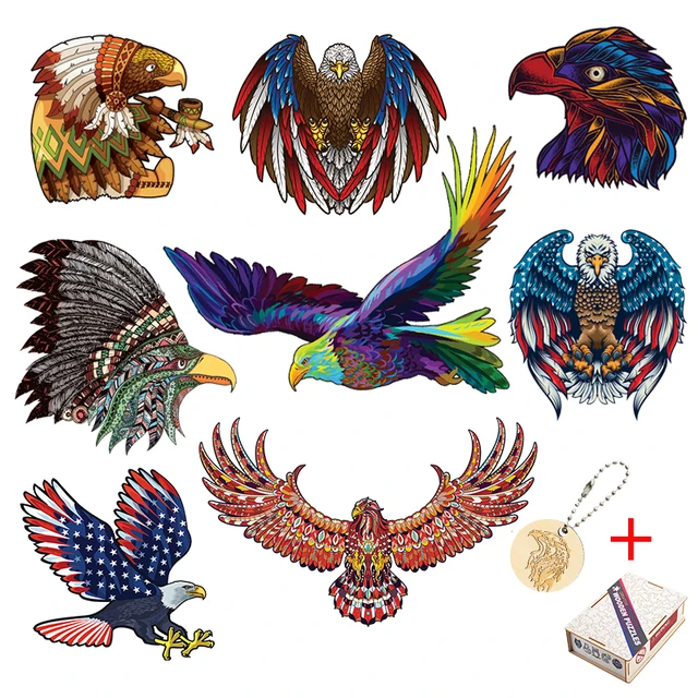 Quebra-cabeças de madeira para adultos e crianças, águia colorida, jogos de  quebra-cabeça coruja, interessante papagaio madeira brinquedo presente,  fabuloso