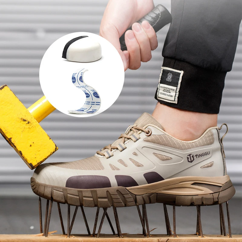 Sapatos de segurança resistentes ao desgaste respirável para homens e mulheres, Sapatilhas de trabalho à prova de perfurações, Alta qualidade