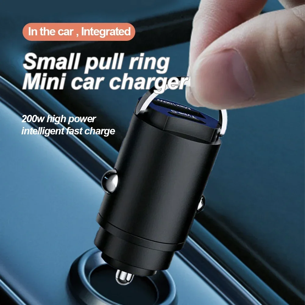 200w Mini Car Charger Lighter Fast Charging 100w Pd Usb Type C Dual Ports For Xiaomi Samsung Huawei