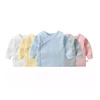 Newborn Baby Clothing Slanting Open Buckle T Shirt Tops Cotton Long Sleeves Solid Color Tees Baby Boys Girls Outfit 0-12 Months 1