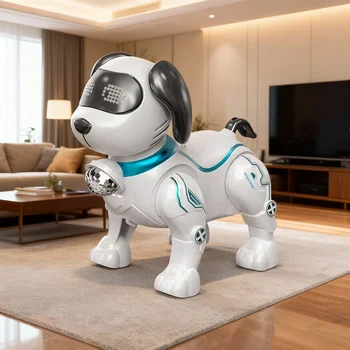 Cane Robot Telecomandato, Animale Domestico Elettronico Interattivo Programmabile, Cammina e Balla, Regalo di Compleanno per Bambini e Bambine