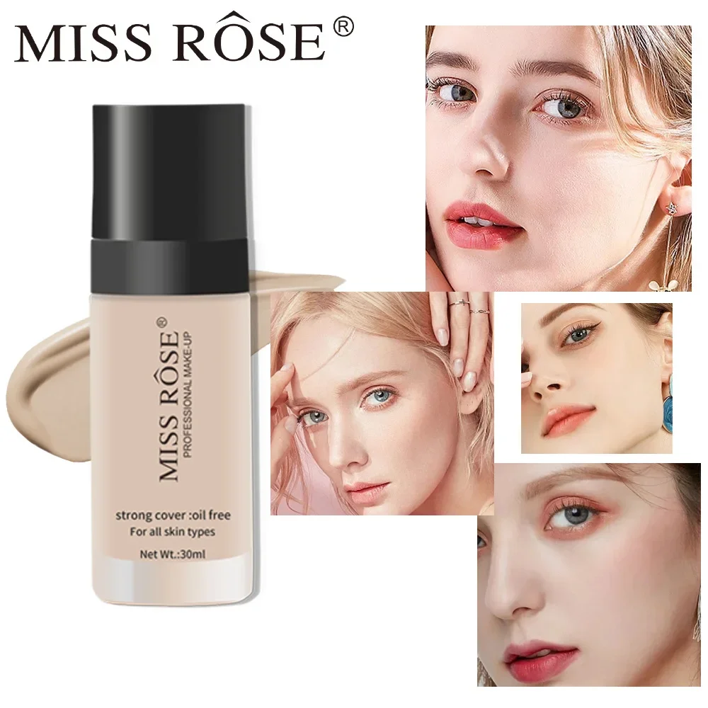 

MISS ROSE Face Liquid Foundation Waterproof Base Cover Dark Circles Matte Foundation Natural Lasting Base Facial Makeups