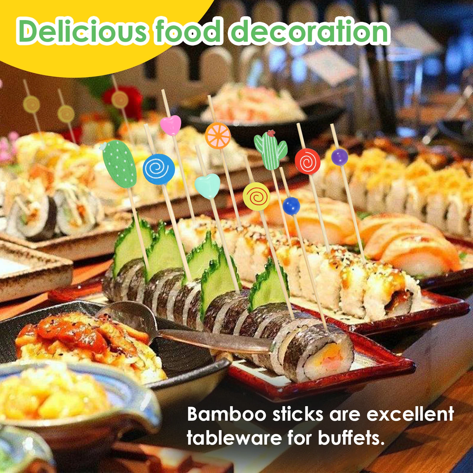 New 5 Pack 500 Pcs Colorful Cocktail Picks Environmentally Friendly Toothpicks for Appetizers Decorative 4.72inch Food Picks