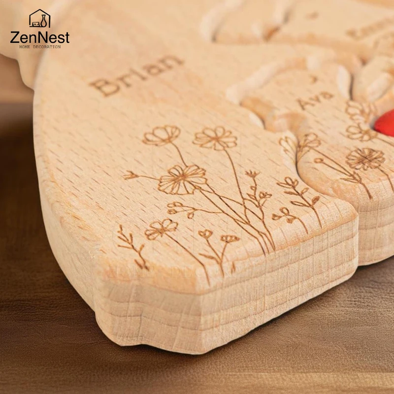 Hign-concerned Wooden Little Bear Family Name Puzzle image 1