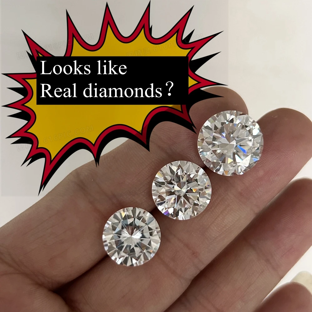 Meisidian Grown Diamonds GRA 2 Carat 8mm IJ Color VVS1 Loose Moissanite Stone
