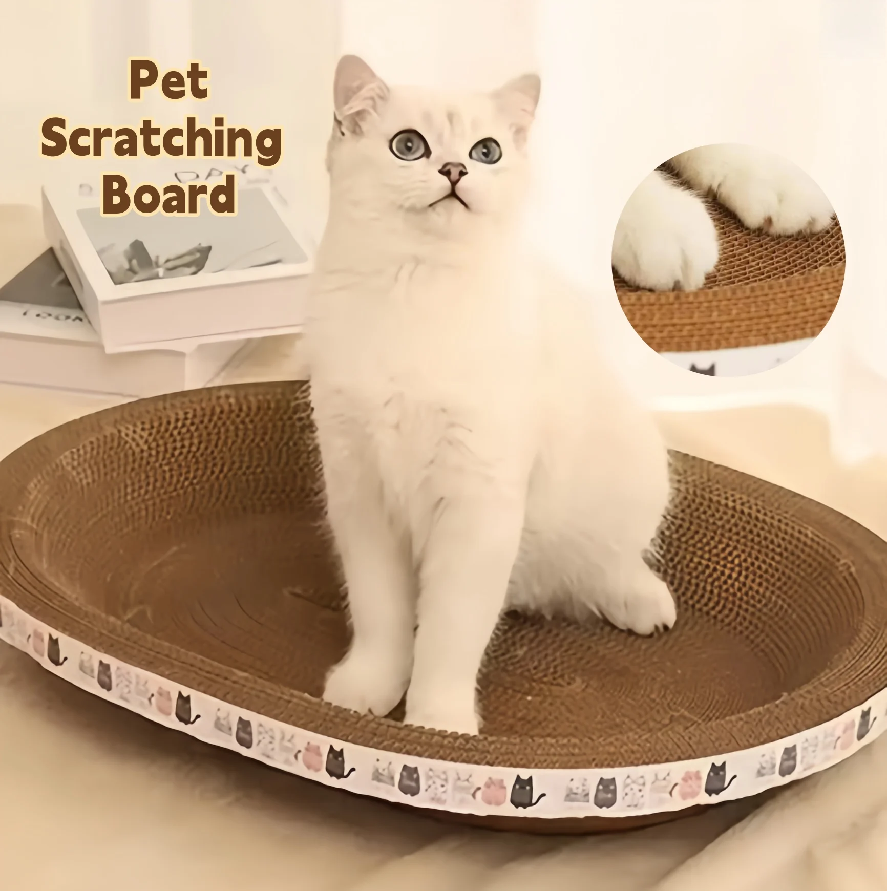 Corrugated Cat Scratching Board Oval Design - Wear-Resistant Claw Grinder Bed Nest Combo for Furniture Protection Pet Toy Access Corrugated Cat Scratching Board Oval Design - Wear-Resistant Claw Grinder Bed Nest Combo for Furniture Protection Pet Toy Access