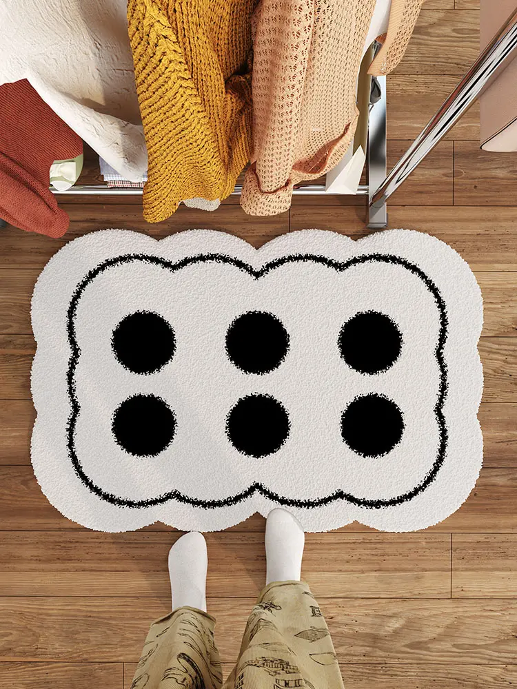 VIKAMA Cartoon Bedroom Rug Cat Shaped Irregular Foot Mat Plush Room Bedding Sofa Bed Blanket Dirt Resistant Cushion Home Decor floor mat shaggy rugs plush blanket