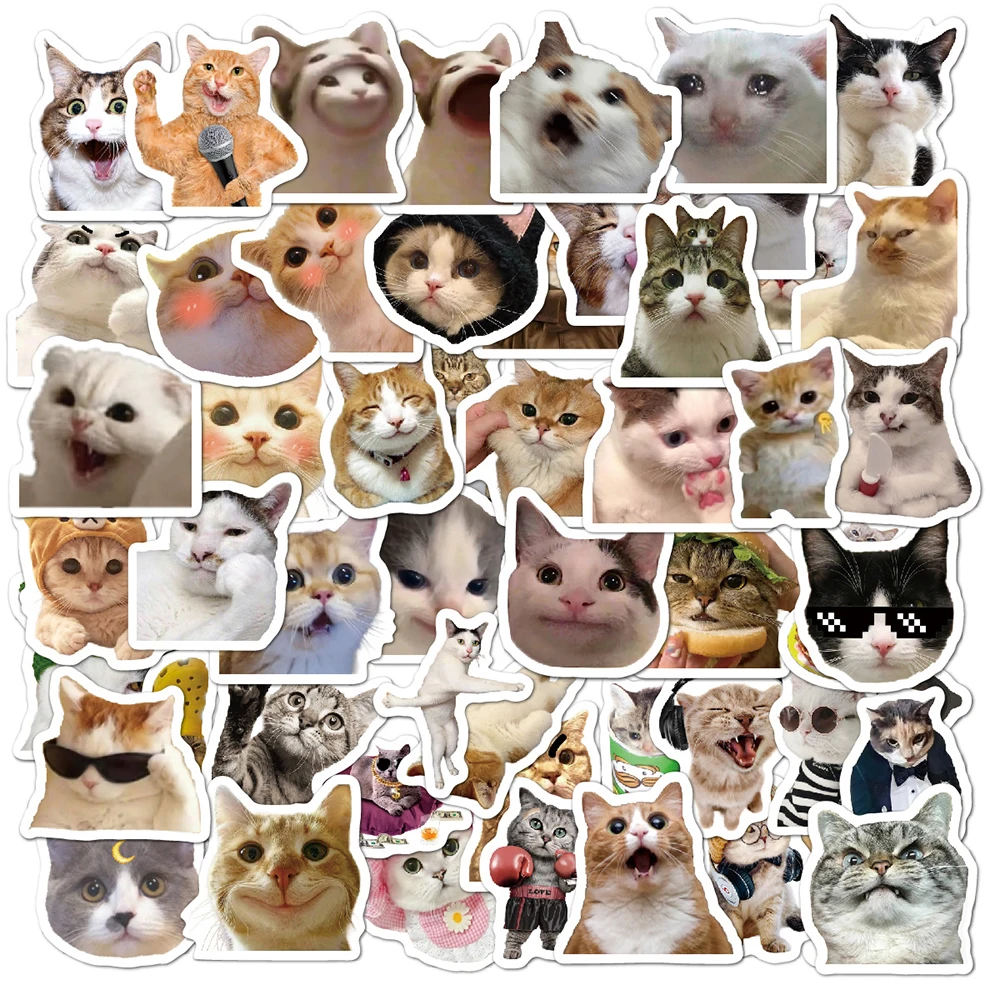 10/30/50pcs Cartoon Kawaii Cat Stickers Animal Anime Sticker for Scrapbooking Suitcase Guitar Laptop Kids Toy Decal Decoration