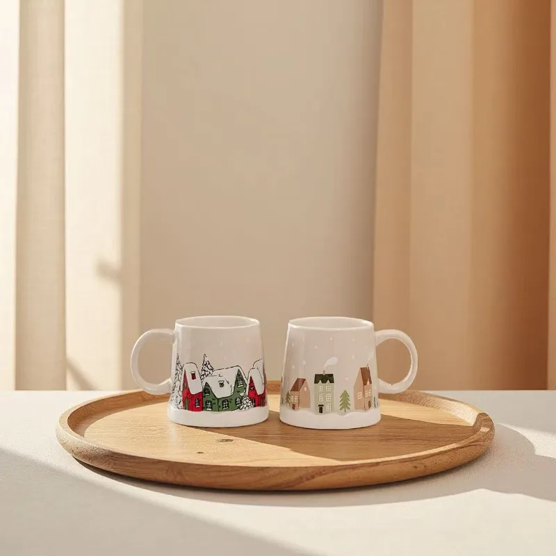 Christmas Ceramic Cup Coffee Mugs Household Exquisite Afternoon Tea Cups Creativity Breakfast Milk Cute Couple Coffee Cup Gift l