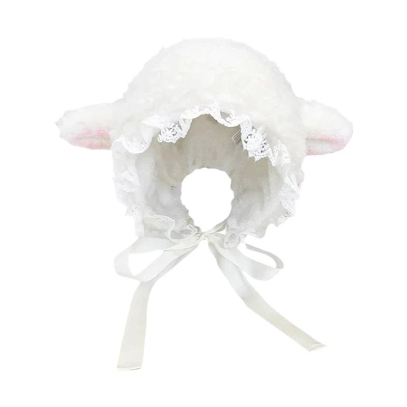 Fluffy Costume Hats Christmas Gift Warm Soft Lovely Lamb Cosplay Bucket Hat Outdoors Warm Winter fur hat winter hat wool hat
