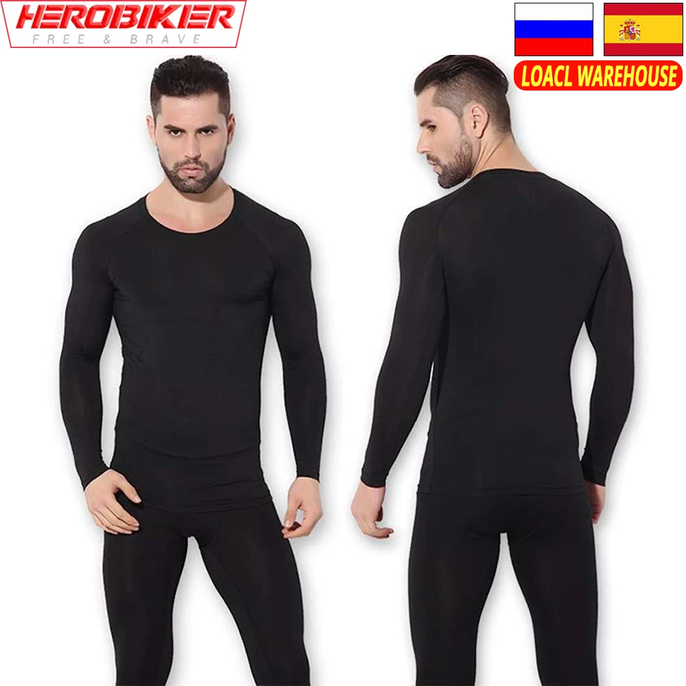 HEROBIKER Set intimo termico foderato in pile da uomo strato da sci da moto  strato invernale caldo lungo Johns camicie e top tuta inferiore|Shirts \u0026  Tops| - AliExpress