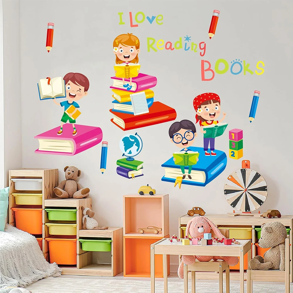 Reading Books Wall Decals,Inspirational Quote Wall Sticker Educational Reading Nook Library Classroom Motiavtional Wall Decal 1