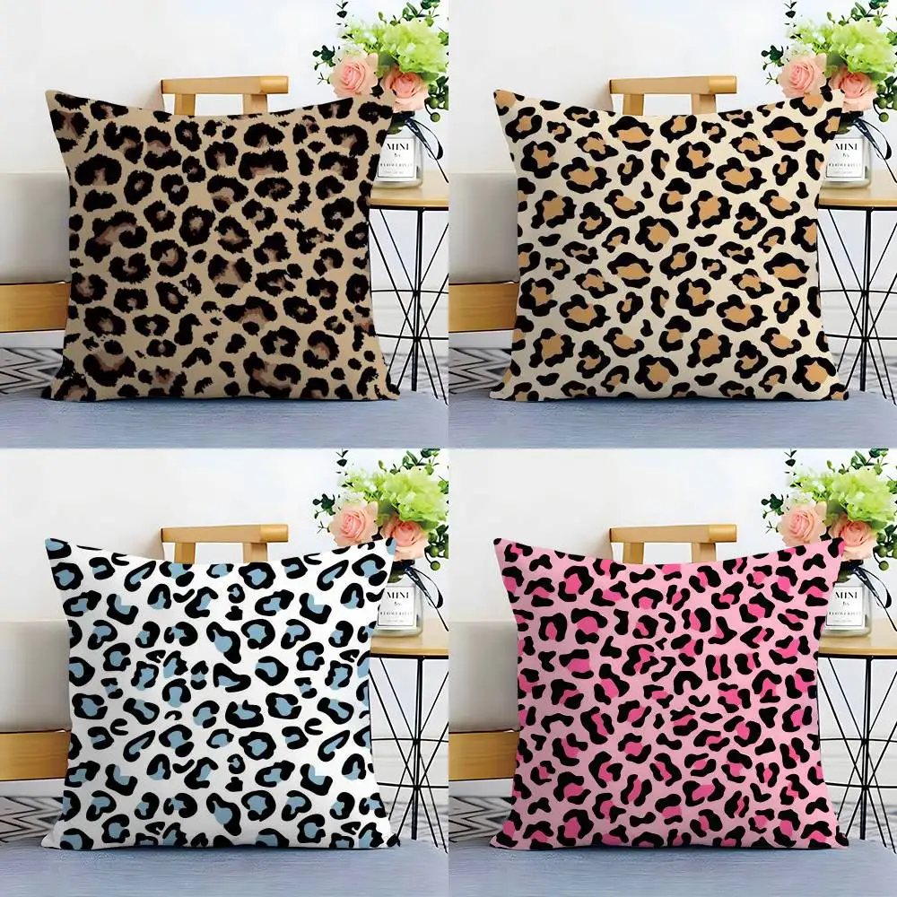 Fashion Luxury Leopard Print Pillow Case Sofa Living Room Bedroom Double-sided Printing Square Cushion Nap Time Cushion Cover 2