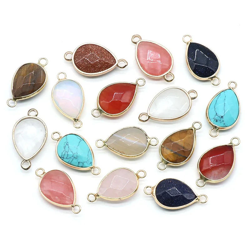 

Faceted Gemse Natural Stone Charms Chakra Reiki Healing Rose Crystal Aventurine Pendants For DIY Bracelet Necklace Jewelry ACC