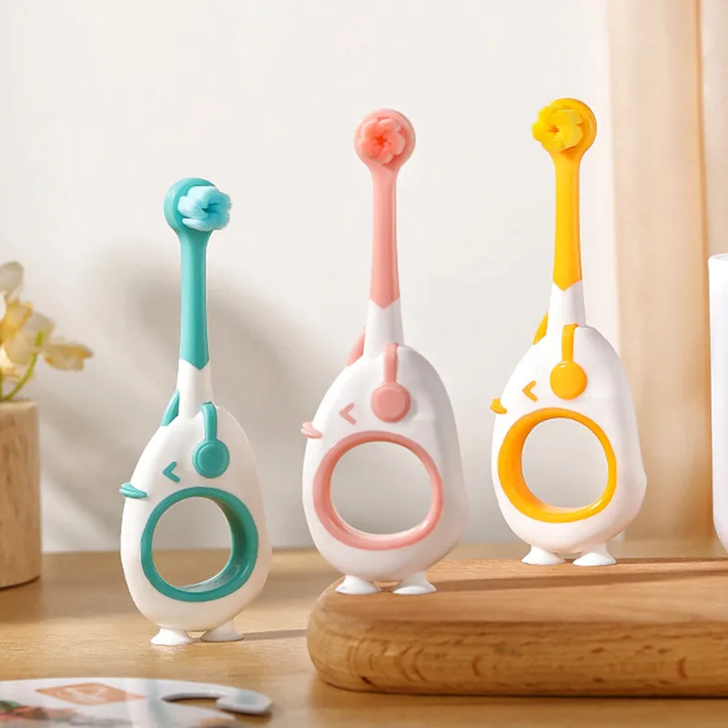 Baby Toothbrush Suction Cup Duck Cartoon Soft Bristles Toothbrush Children's Teeth Oral Care Cleaning Brush Newborn Baby Items