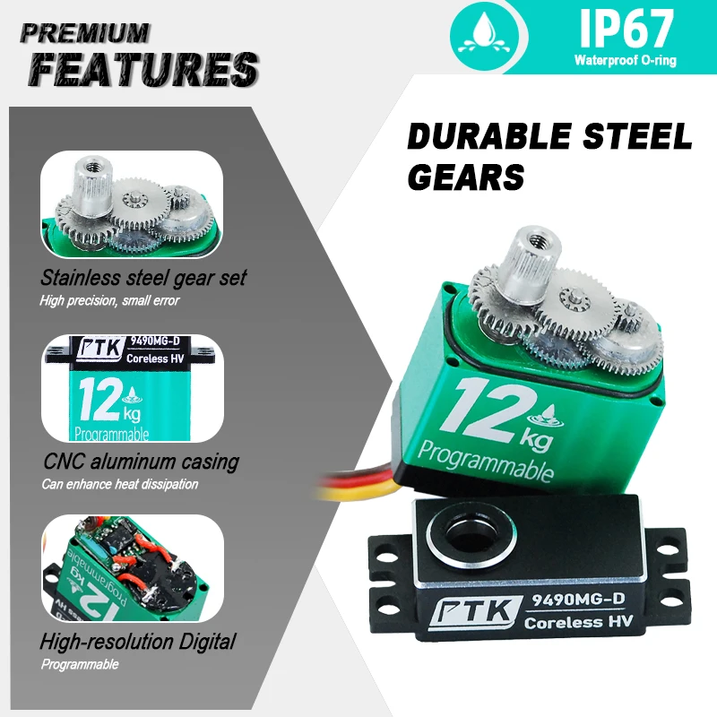 Servo RC 12KG Coreless + Boîtier Programmation 9490 - Pièces Électroniques RC
