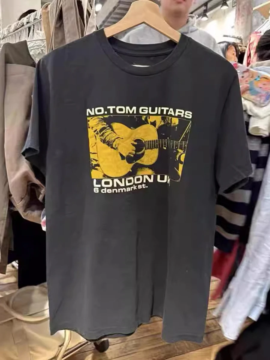

Guitarist Print Loose T-shirt Woman Summer O-Neck Short Sleeve Soft Cotton Tee Shirt Casual Vintage Harajuku Tshirt Y2k Tops