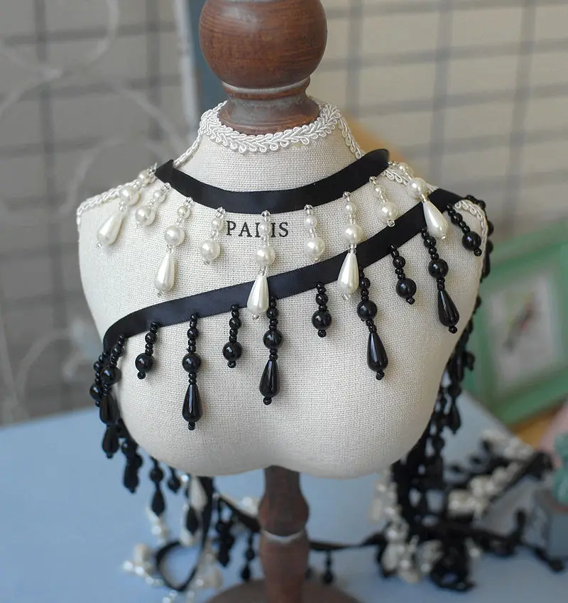 2Yard/Lot Draping Tassel Pearl Pendant Lace Trim Fringe DIY Wedding Dress  Clothing Cuffs Collar Curtain Decorative - AliExpress 15