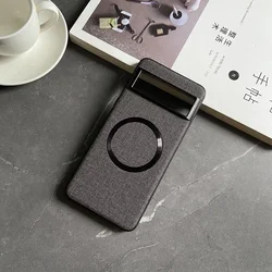 Luxury Magnetic Wireless Charging Linen Leather Slim Case - Pixel 11 (Black)