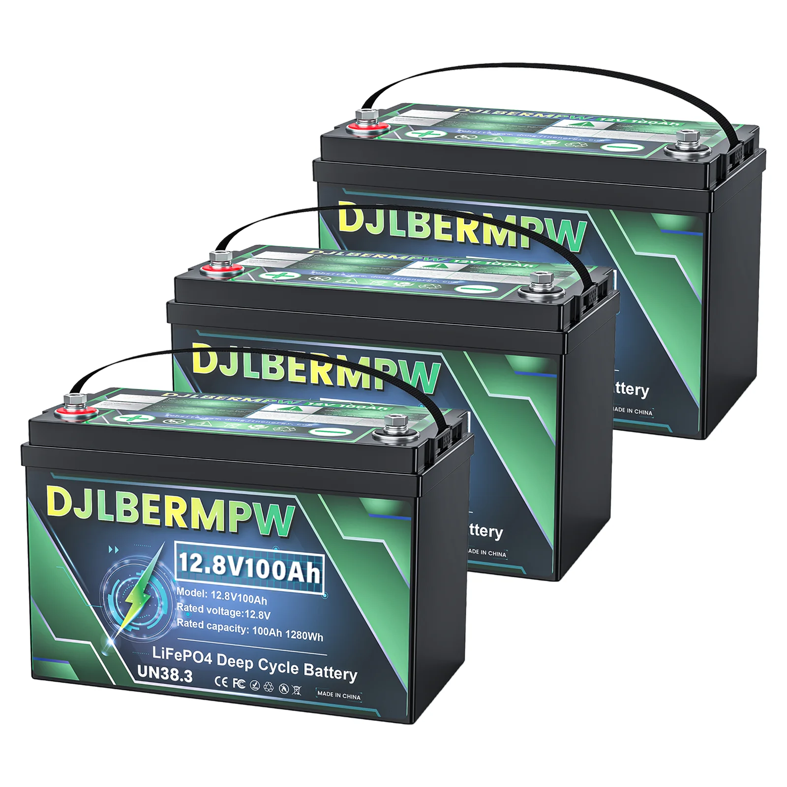 DJLBERMPW 36V 100Ah LiFePO4 Battery Lithium Iron Phosphate Batteries in BMS for Golf Cart Battery 36V 3840Wh, 3 Group 12V 100Ah