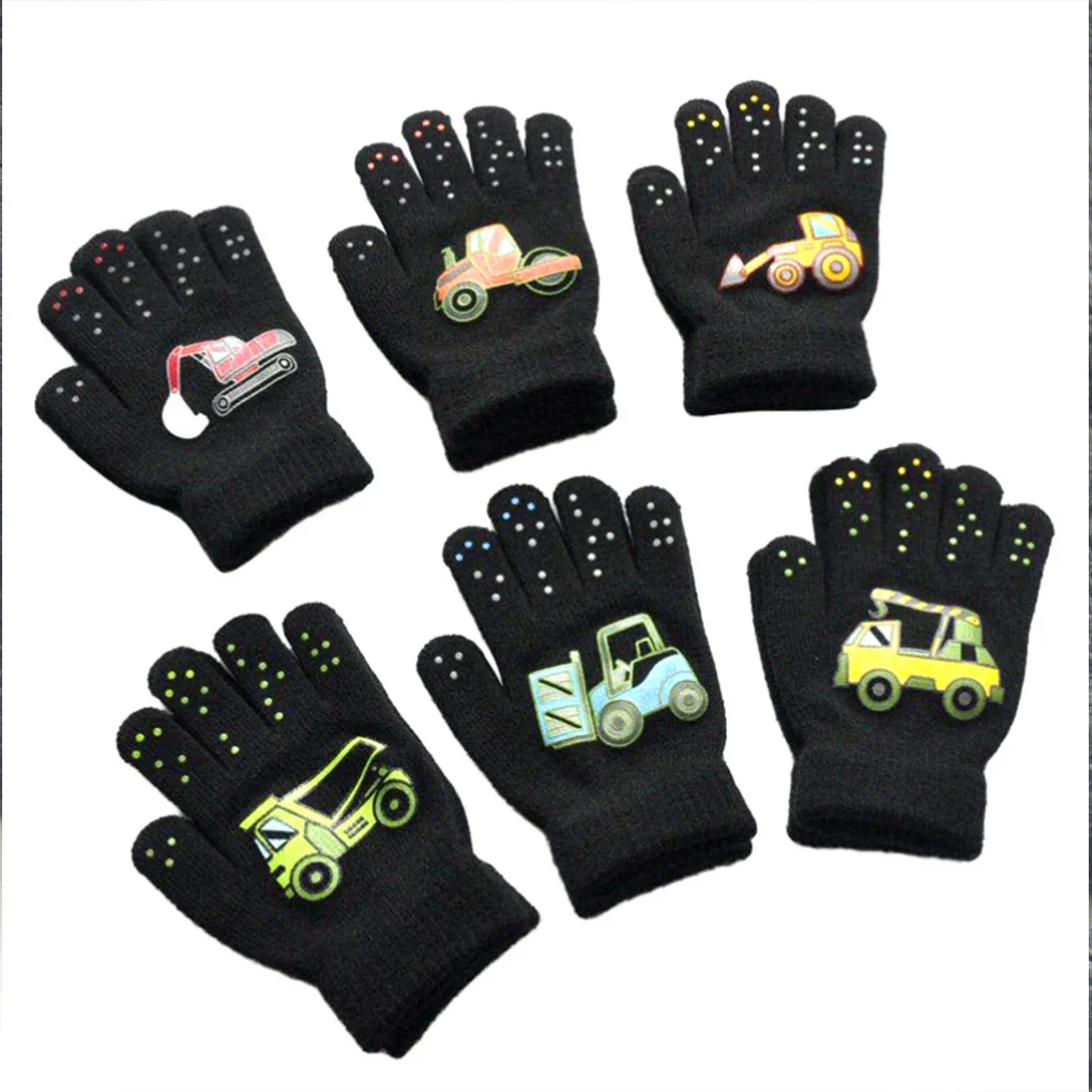 1 Pair Warm Kids Gloves Cartoon Style Child Finger Cover for Winter Wearing