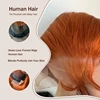 Ginger Orange 13x6 Lace Front Wigs Human Hair 200% Density Body Wave Wig 350 Colored Human Hair Wig Pre Plucked 3