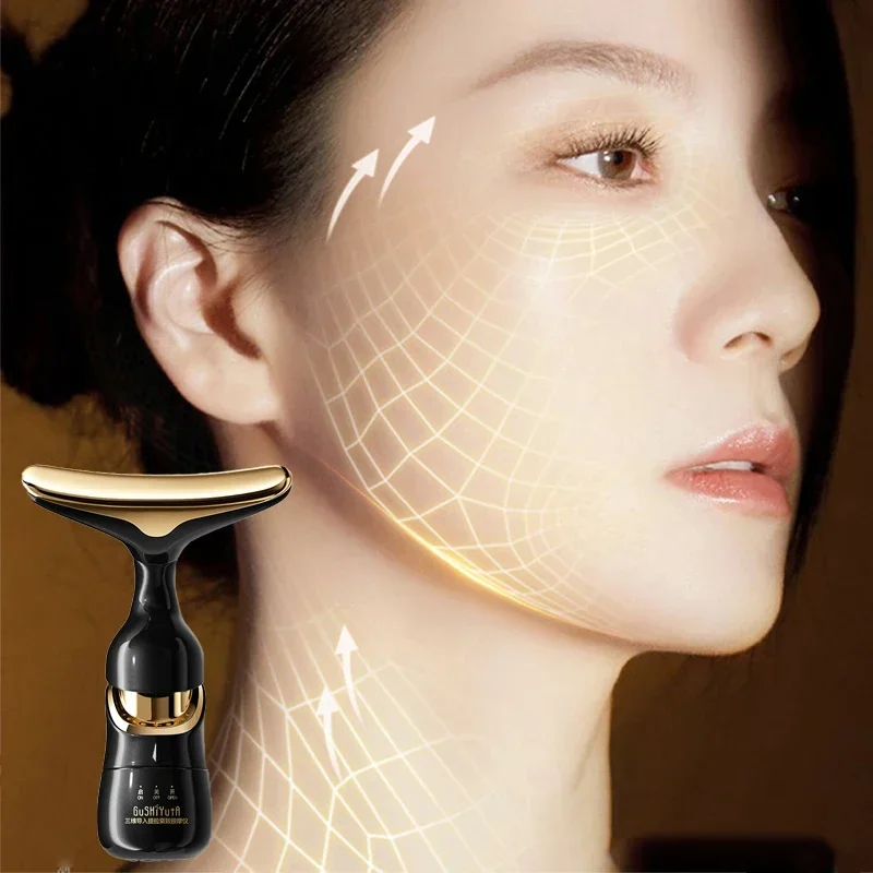 3 In 1 Facial Lifting Device Neck Facial Eye Massage Face slimmer EMS Beauty Skin Tightening Machine Anti Aging Face Massager 3