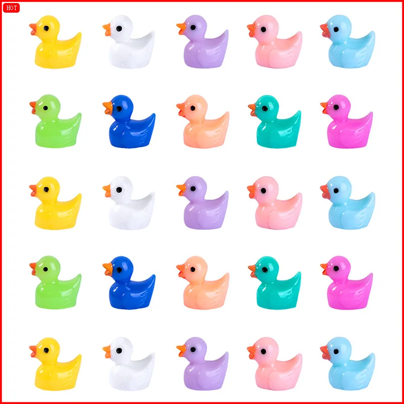 Miniature Duck Figurines 50Pcs Mini Resin Ducks Bulk Tiny Ducks Set for Potted Miniature Decoration Garden Dollhouse Cake Decoration DIY Slime Kit Craft
