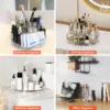360 Rotating Makeup Organizer, Lazy Susan Turntable Cosmetics Storage Tray, 2 Layers Round Spinning Holder Organizer Case for 5