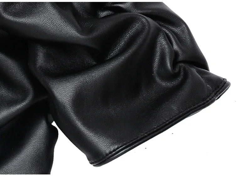 Sexy Black Punk Long PU Leather Gloves Woman's Winter Thin Full Finger Touch Screen Windproof Riding Driving Warm Mittens S33