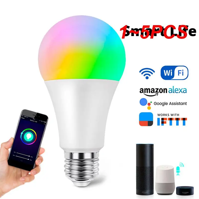 

1 ~ 5 шт., умная цветная лампа ESP8285 с предварительной вспышкой, 15 Вт, E27