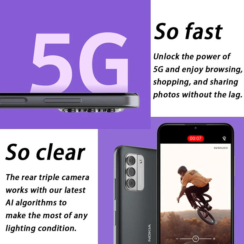 Original Global Version Nokia G42 4GB 128GB Snapdragon 480+ 5G NFC Android 13 90Hz Refresh 6.56 Inch 5000mAh 50MP Triple Camera