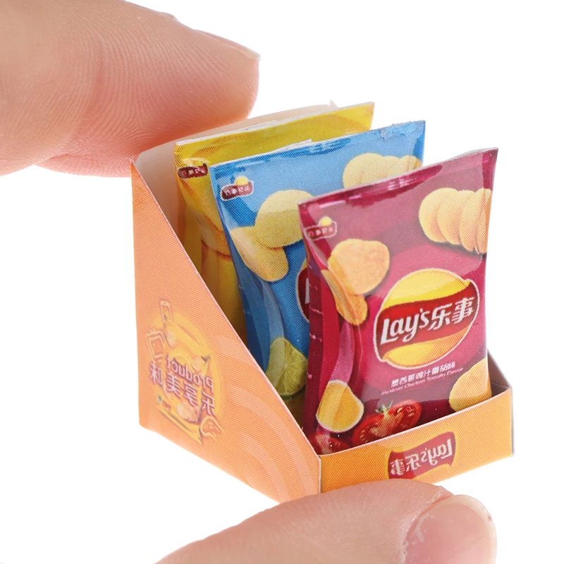 1Set Kawaii Mini Simulation Potato Chips Model Dollhouse Miniature Play Kitchen Food Doll Pretend Toys
