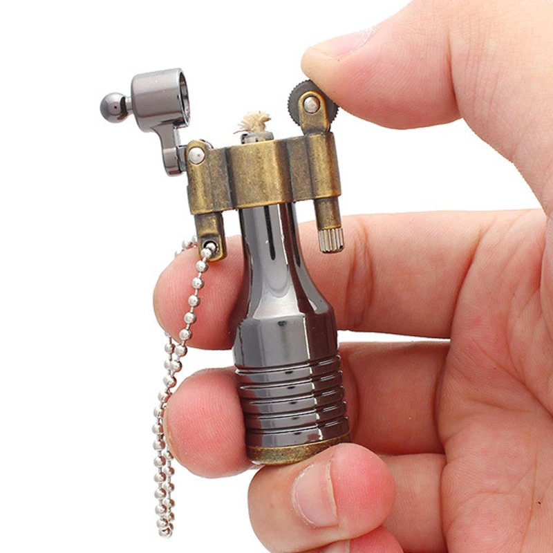 Retro Torch Lighter Grinding Wheel Oil Lighter Key Chain Metal