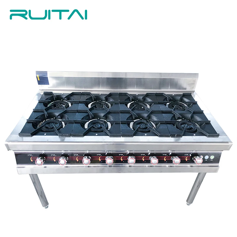 Hotel Restaurant Industrial Kitchen 201 Stainless Steel Gas Stove Commercial Gas Stove 8 Burner 5