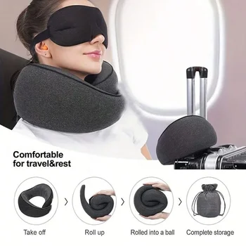 Memory Foam Neck Pillow Cervical Vertebra Travel Portable Noon Break Aircraft U Type Of Pillow Sleep Camping Pillow Carry Bag 1