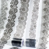 55mm*2m Black White Lace PET Tapes DIY Scrapbooking Junk Journal Aesthetics Decor Diary Collage Masking Tape Stationery Supplies 1
