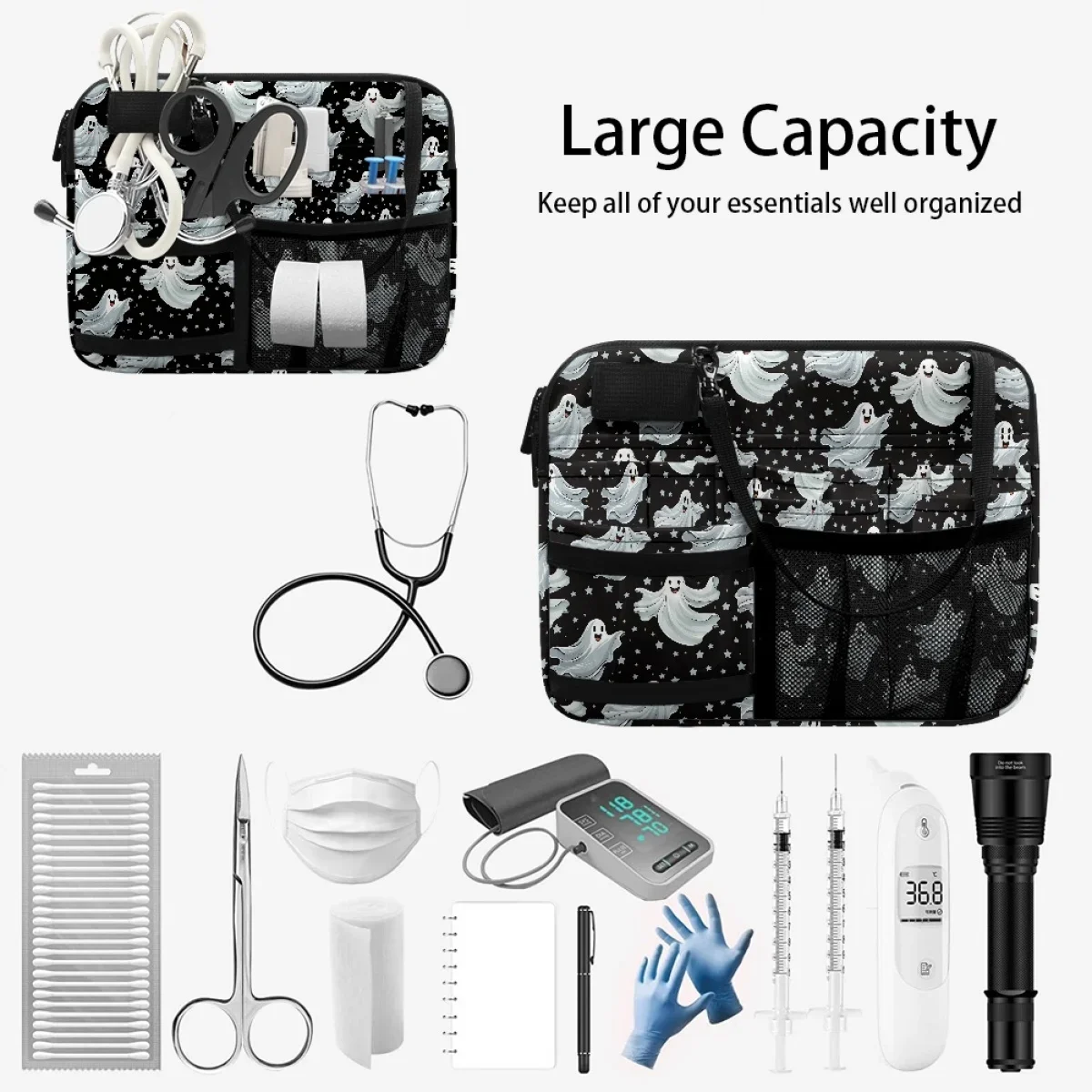 Ghost Fanny Pack Outdoor Portable Adjust Care Waistpack Custom Design Zipper Organizer Zipper Crossbody Bags for Women Halloween