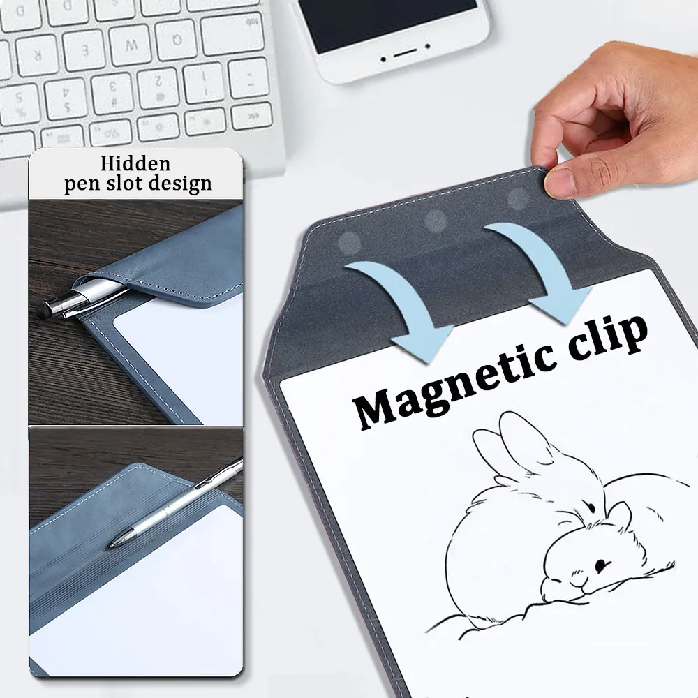 A4 Magnetic Whiteboard Clipboard Portable Writing Pad Reusable Dry