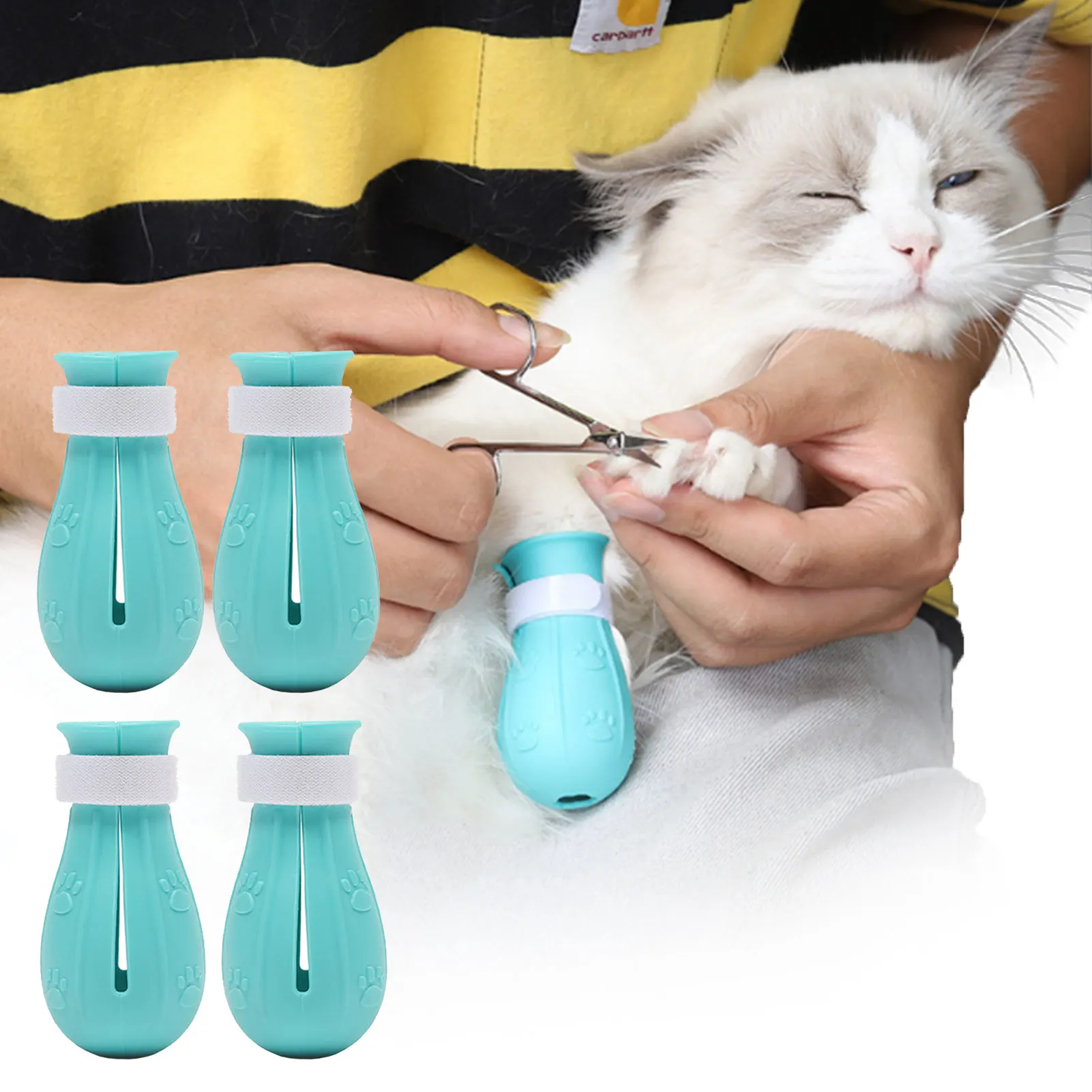 4 Piece Cat Booties Anti Scratch Cat Paw Protector Shoes Adjustable Cat Booties Cat Boots