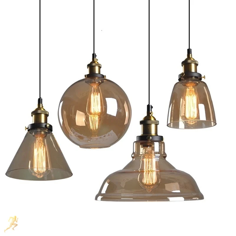 

The Nordic Loft Modern Bedroom Pendant Lamp with Clear Gray Amber Vintage Pendant Lights Dining Glass Hanging Light Fixtures